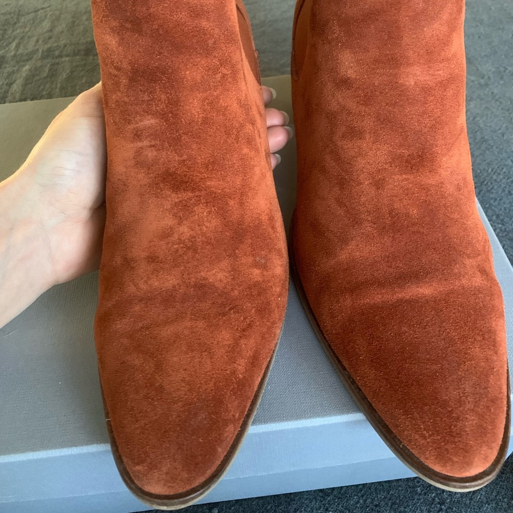 Everlane Suede Block Heel Boot - Rust - Size 11 - image 5